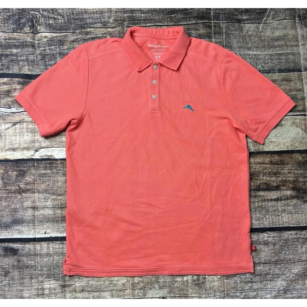 Tommy Bahama Polo Shirt Men's Medium Islandzone Supima Cotton Trim Fit Scarlet